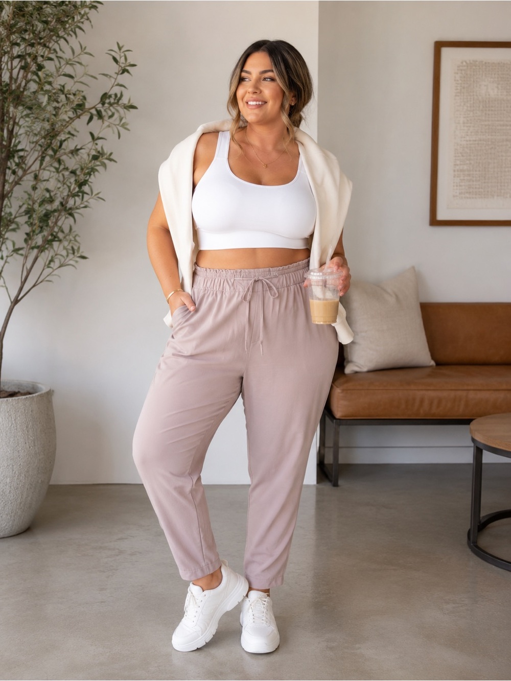Old Navy Active Pants High Waisted StretchTech Cropped Taper Pink